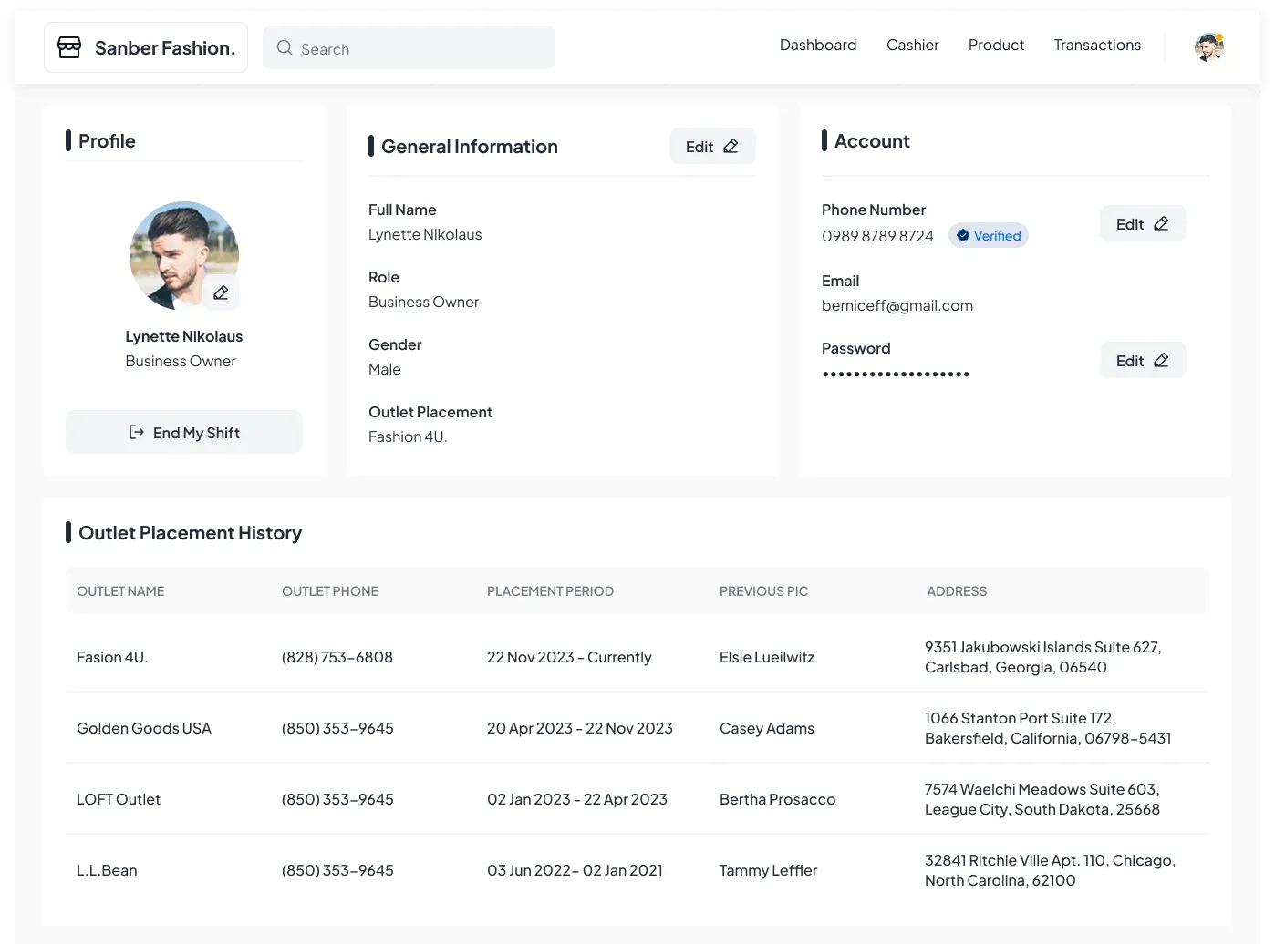 user profile & roles